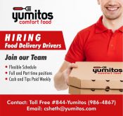 Hiring Food Delivery drivers for Charlotte location. Preferably RockHill & FortMill area.